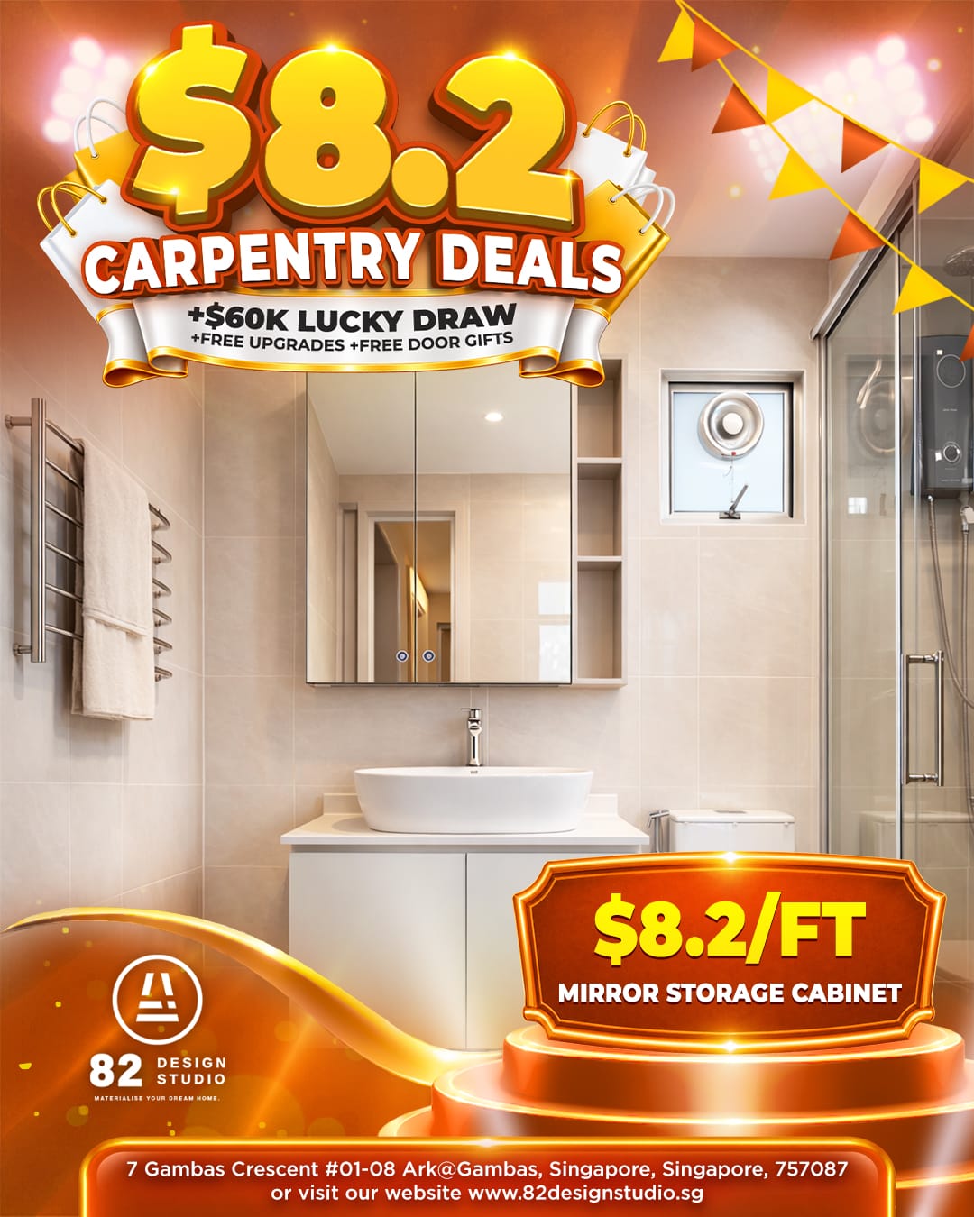 Mirror storage cabinet at $8.2 per foot