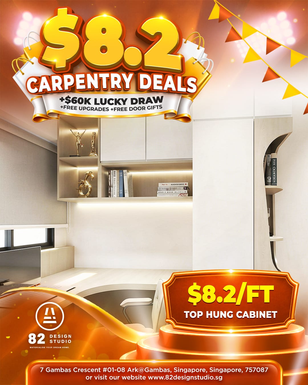 Top hung cabinet at $8.2 per foot