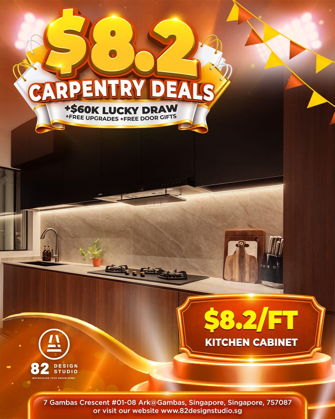 Kitchen cabinet carpentry promotion at $8.2 per foot